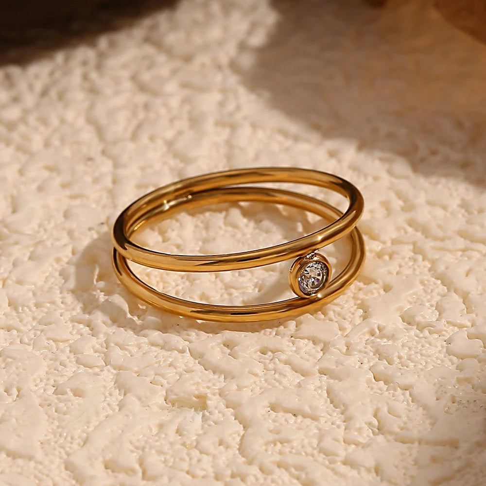 Double Layer Rhinestone Ring