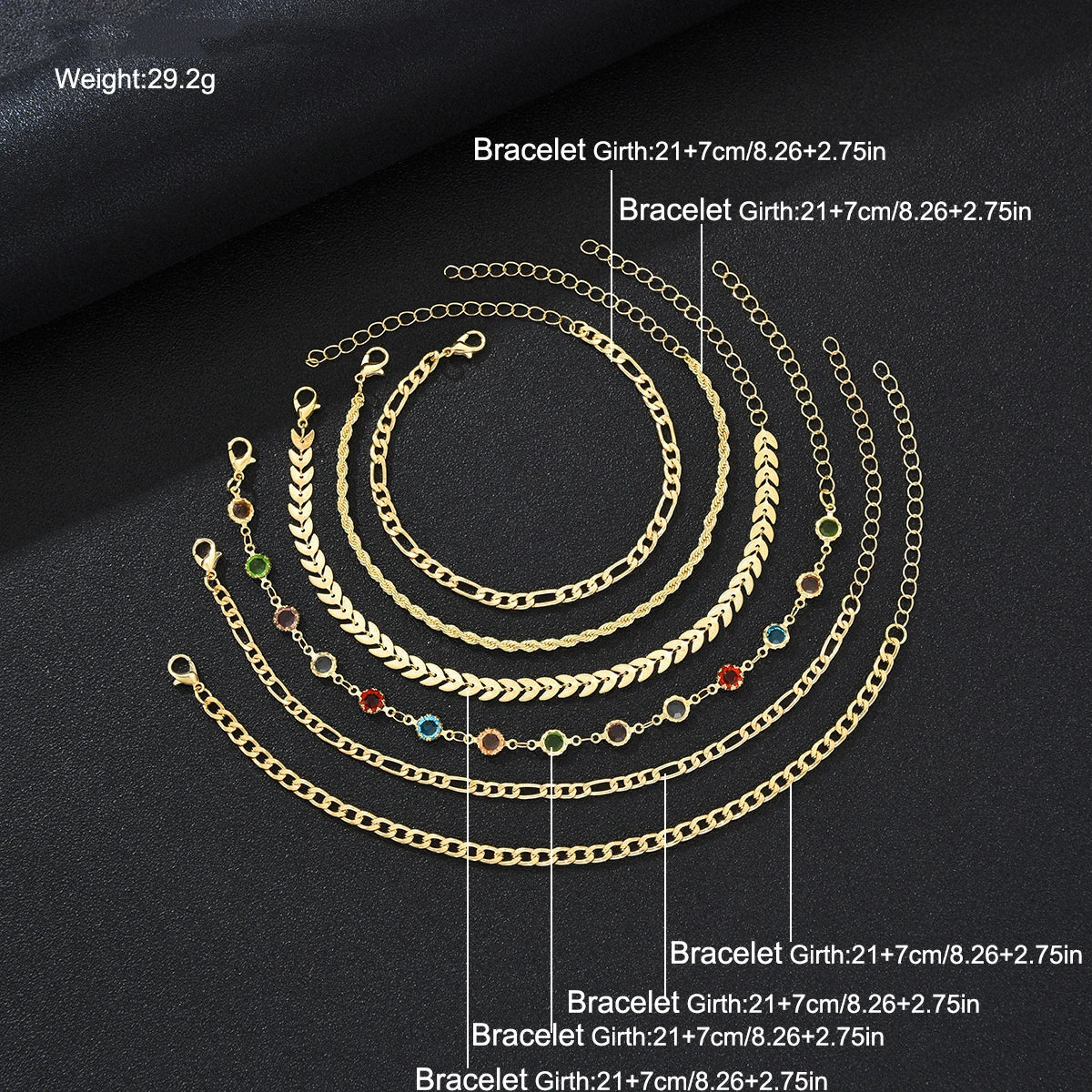 6 PCS Layered Chain Anklet Set