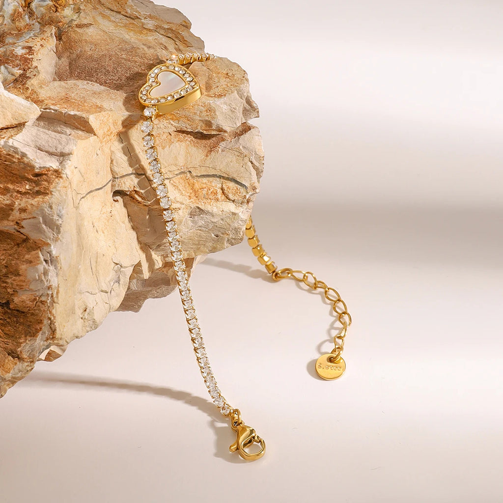 White Zircon Heart Bracelet