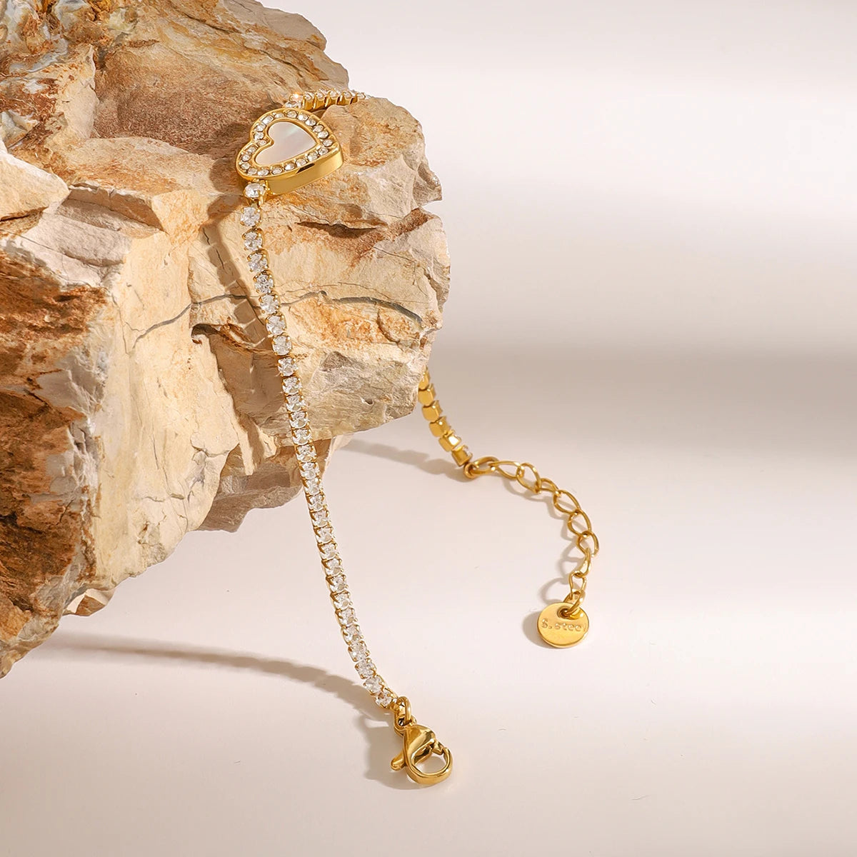 White Zircon Heart Bracelet