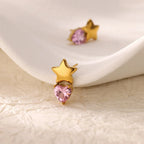 Heart Zircon Star Earrings
