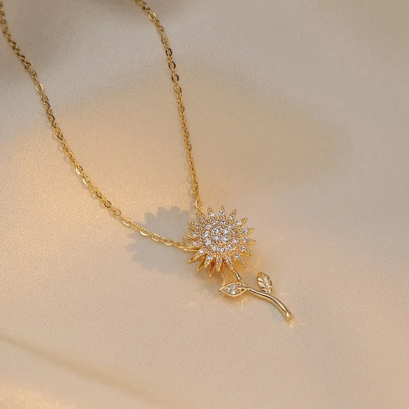 Rotatable Sunflower Necklace