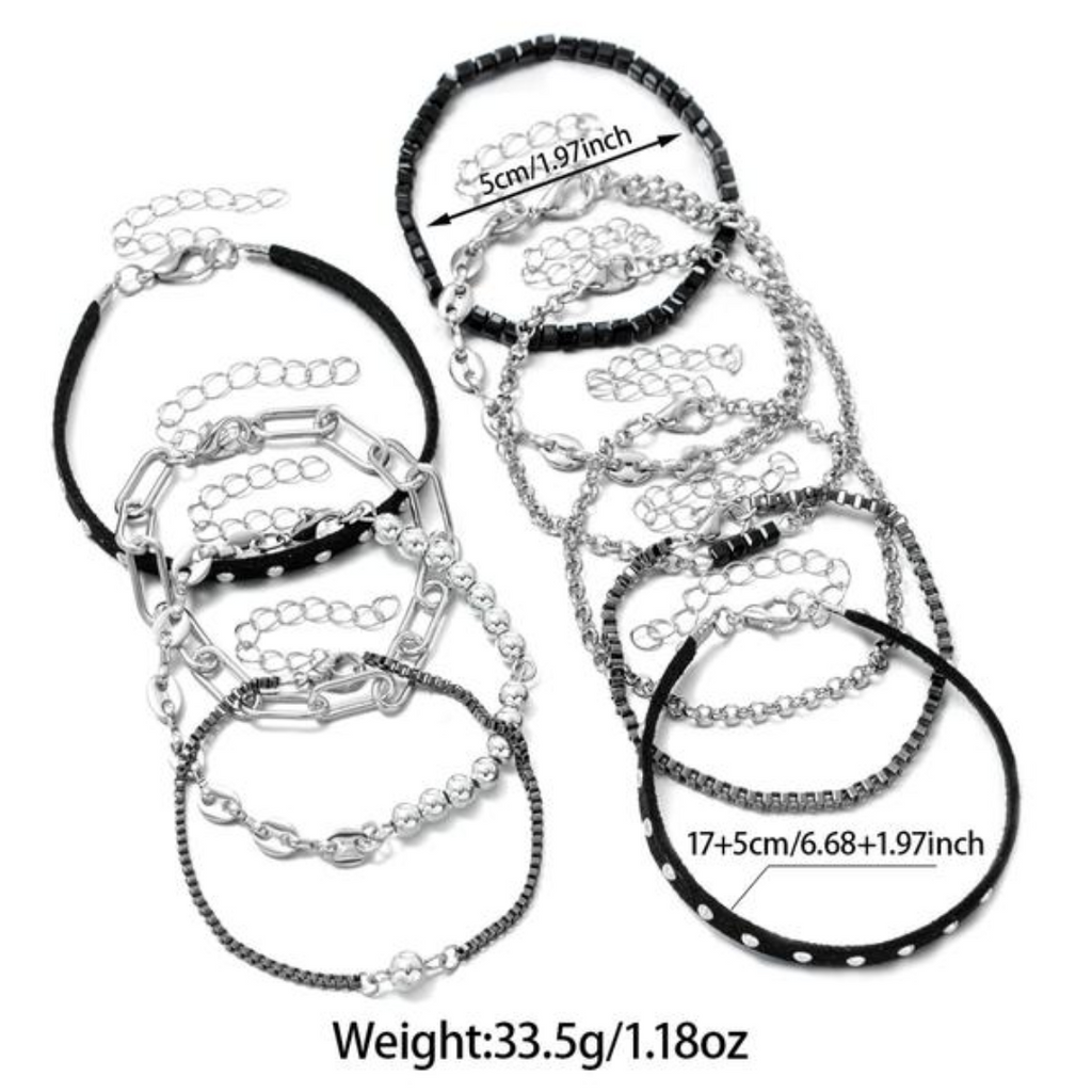 10 PCS Dark Punk Bracelet Set