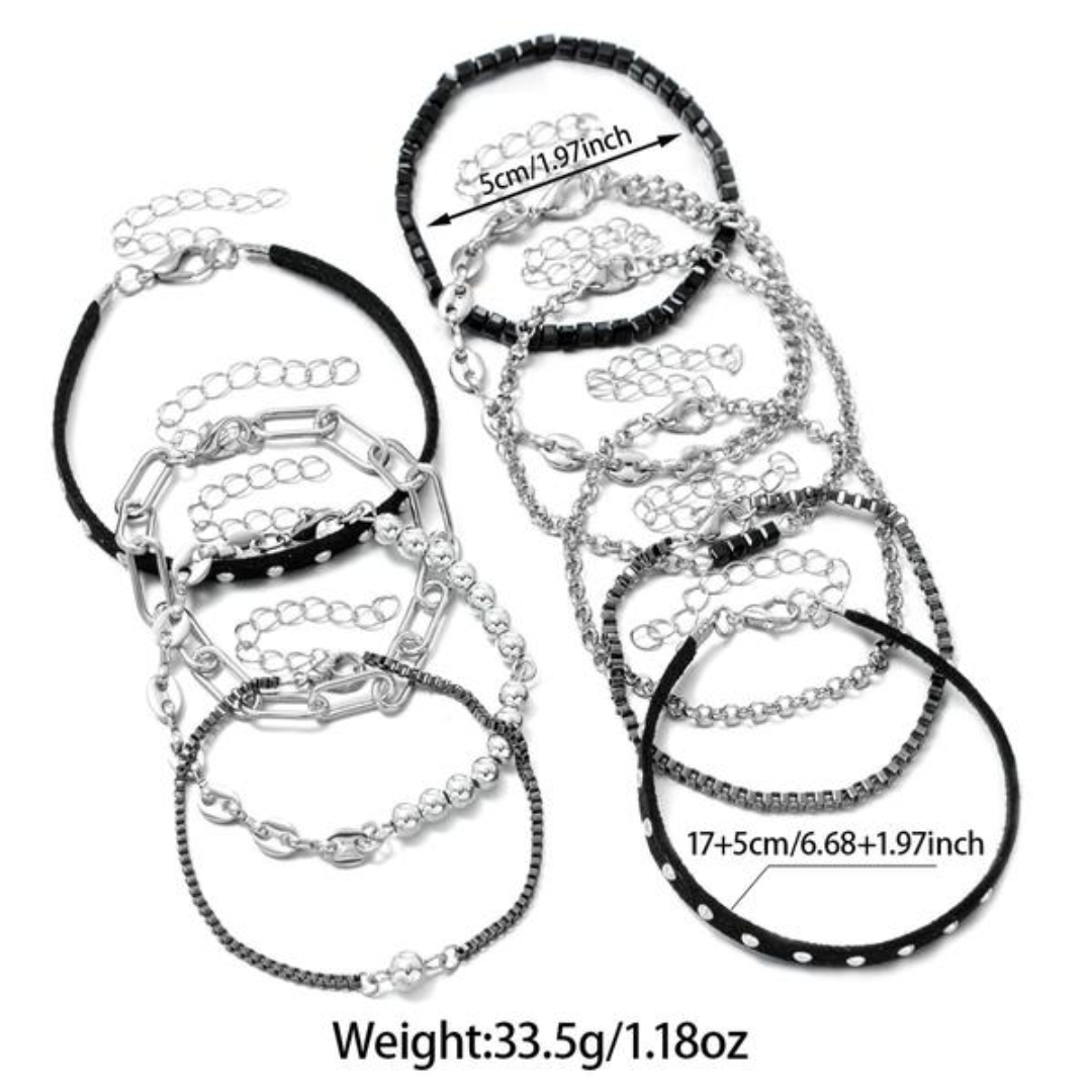 10 PCS Dark Punk Bracelet Set
