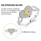 Silver Heart Cross Ring