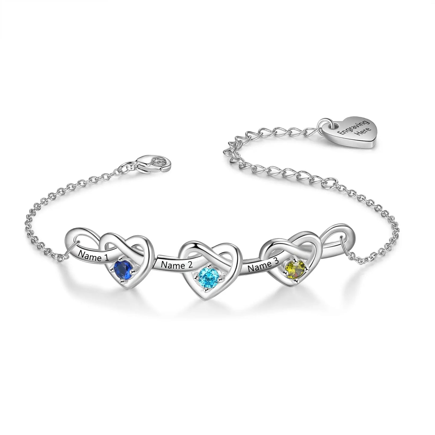 Personalized Knot Heart Bracelet