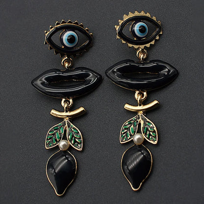 Evil Eye Lemon Lips Earrings