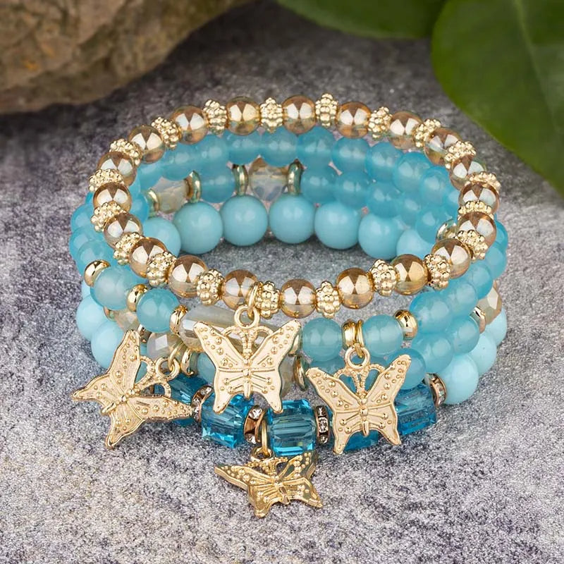 Beaded Butterfly Bracelet Set