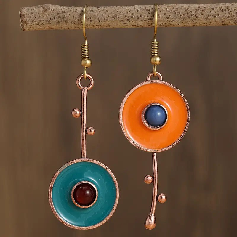 Asymmetric Metal Drop Boho Earrings