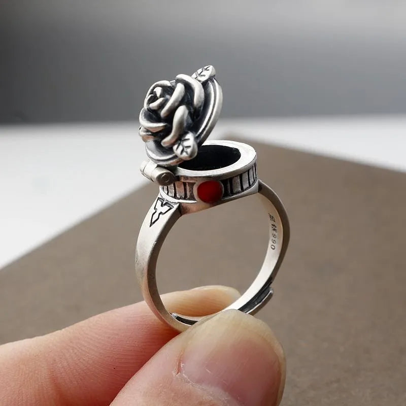 Adjustable Silver Lotus Women's Ring