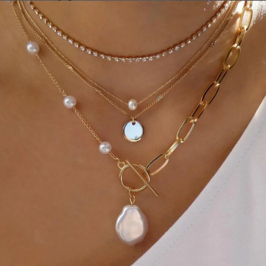 4 PCS Shell & Chain Necklace Set