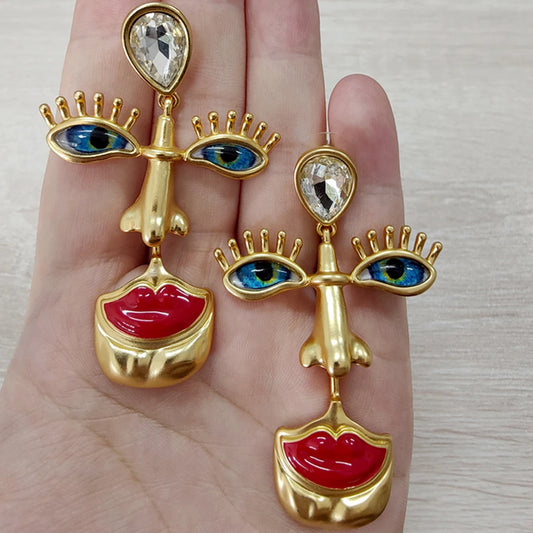 Bohemian Evil Eye Portrait Earrings