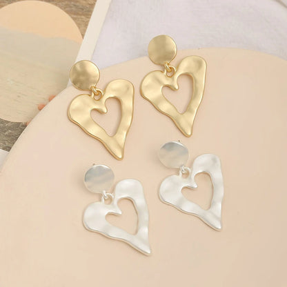 Gold Heart Drop Earrings