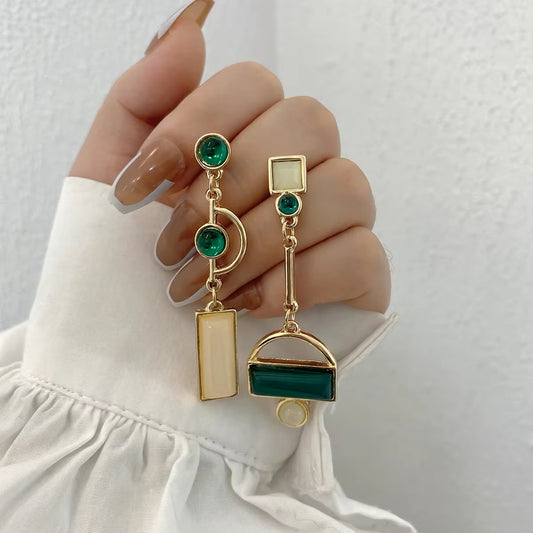 Geometric Enamel Drop Earrings