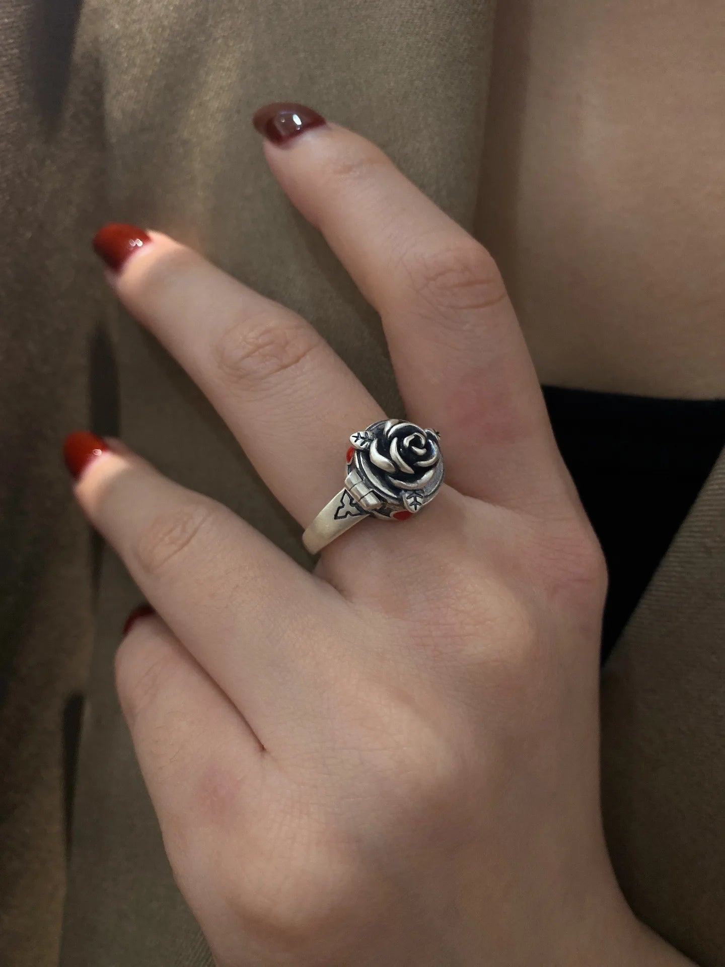 Adjustable Silver Lotus Women's Ring