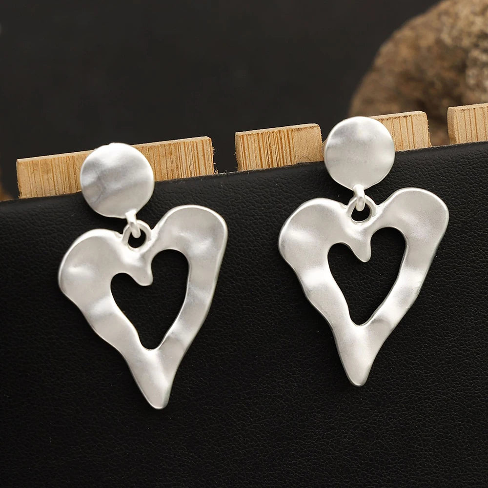 Gold Heart Drop Earrings