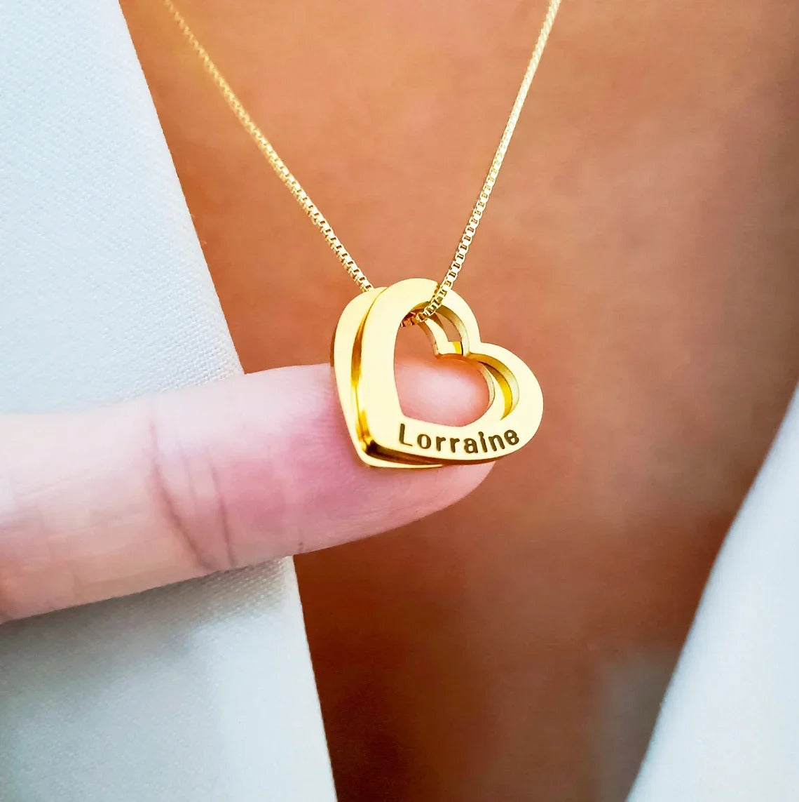 Customized Heart Carved Name Necklace