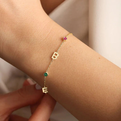 Personalized Birthstone Initial Bracelet