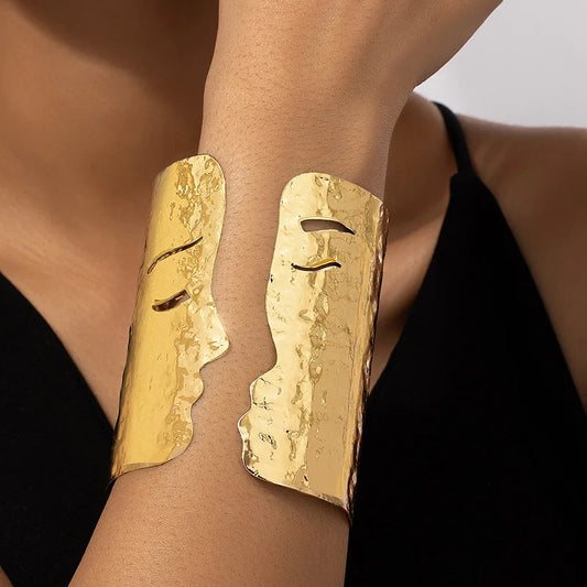 Large Exaggerated Face Cuff Bangle