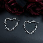 Barbed Wire Heart Hoop Earrings
