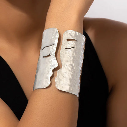 Large Exaggerated Face Cuff Bangle