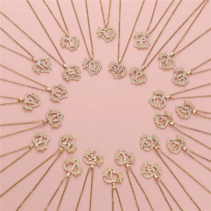 A-Z Flower Heart Necklace