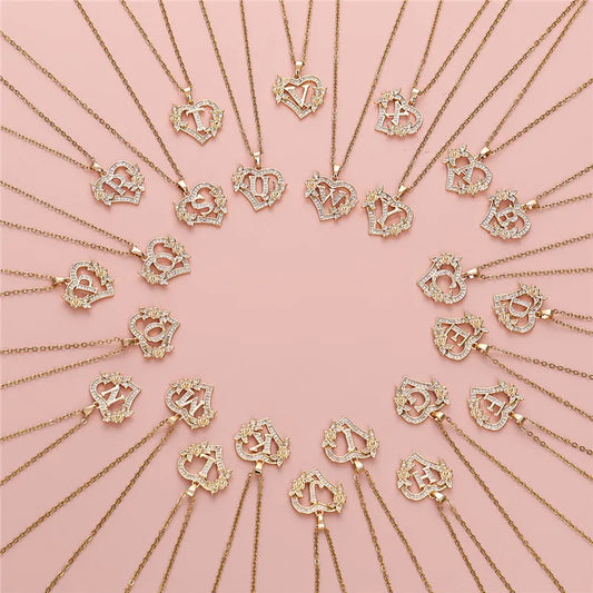 A-Z Flower Heart Necklace