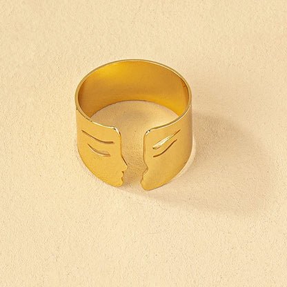 Adjustable Gold Face Motif Ring