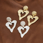 Gold Heart Drop Earrings