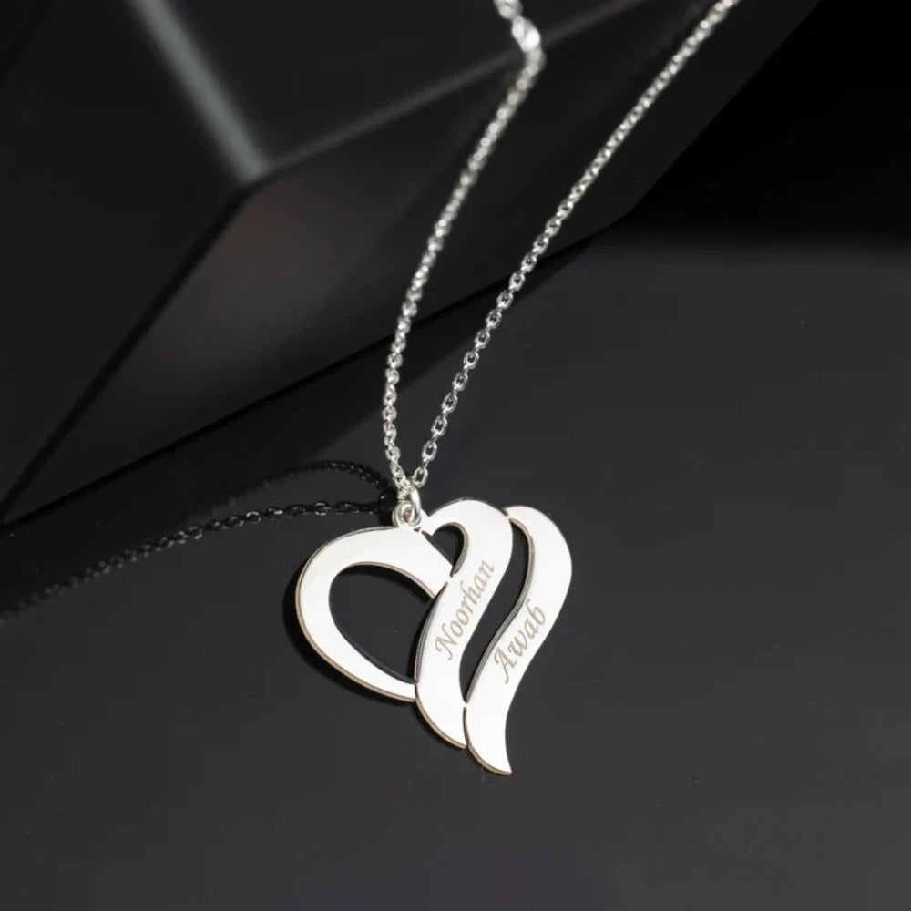 Personalized Double Name Heart Necklace