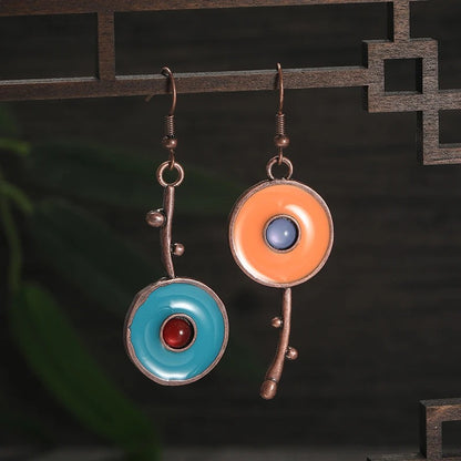 Asymmetric Metal Drop Boho Earrings