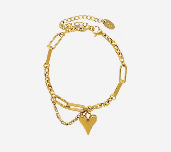 Gold Heart Charm Bracelet