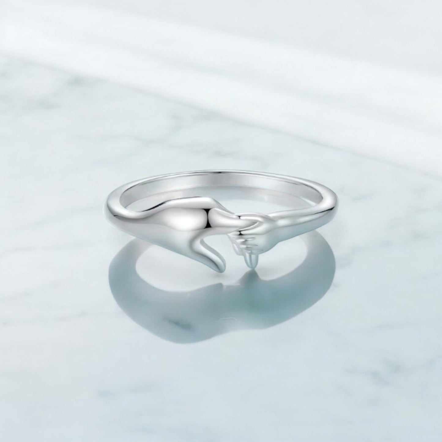 Sterling Silver Holding Hands Ring