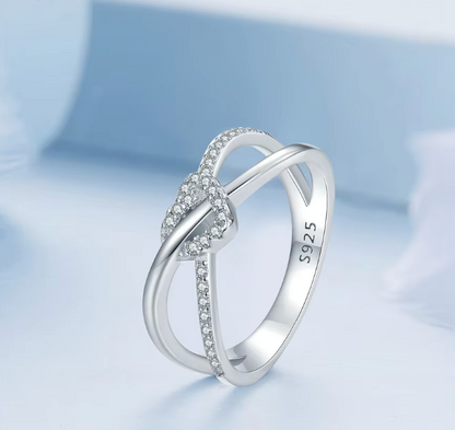 Silver Twisted Knot Heart Ring