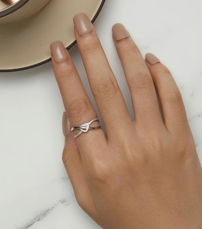 Silver Twisted Knot Heart Ring