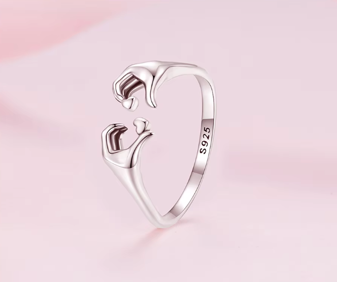 Sterling Silver Hand Heart Ring