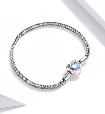 Silver Moonstone Heart Bracelet