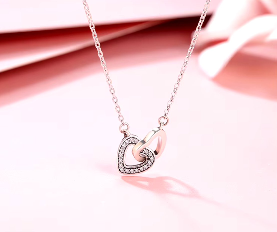 Silver Connected Hearts Necklace