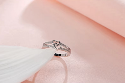 Double Crossed Heart Ring