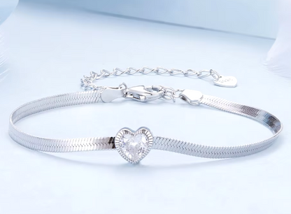 Silver Minimal Heart Bracelet