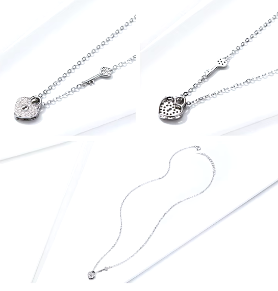 Silver Heart Lock & Key Necklace