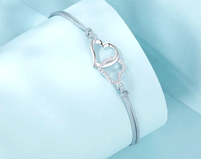 Silver Heart to Heart Bracelet