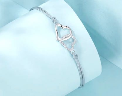 Silver Heart to Heart Bracelet