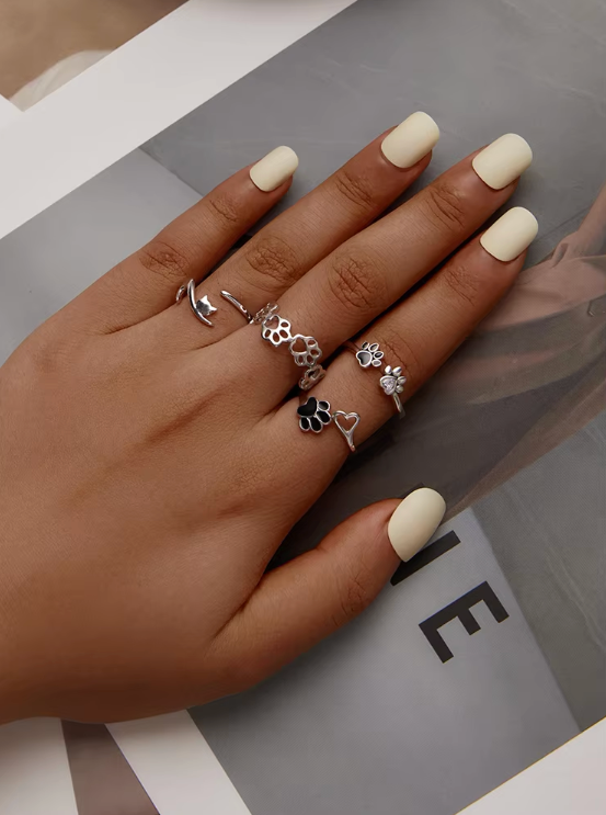 Silver Dog Paw Ring