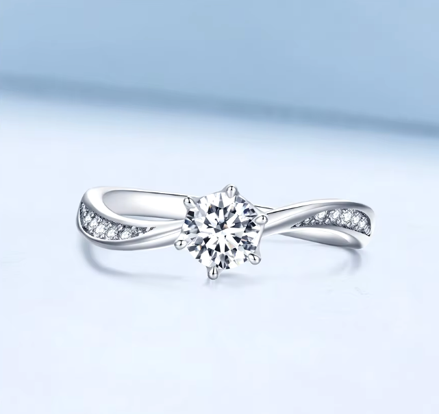 Silver Twisted Zircon Ring