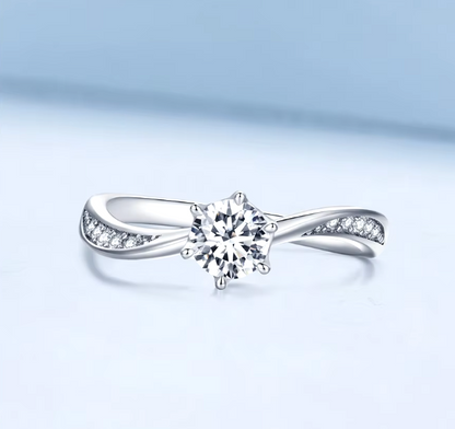 Silver Twisted Zircon Ring