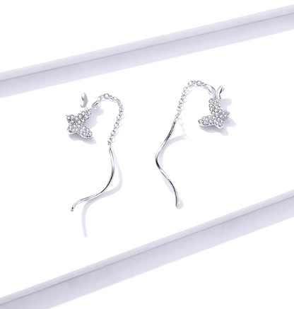 Silver Butterfly Dangle Earrings