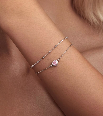 Pink Crystal Heart Bracelet