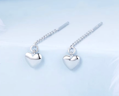 Heart Pendant Drop Earrings