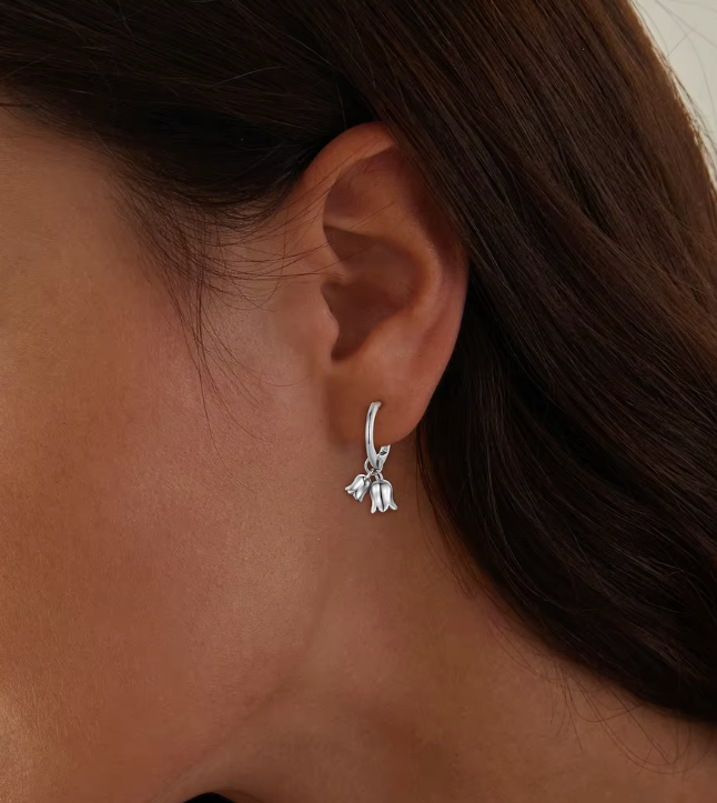 Silver Tulip Hoop Earrings